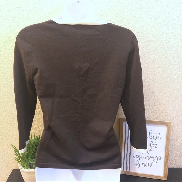 Ann Taylor Factory Store Sweater brown 3/4 sleeve - Picture 3 of 6